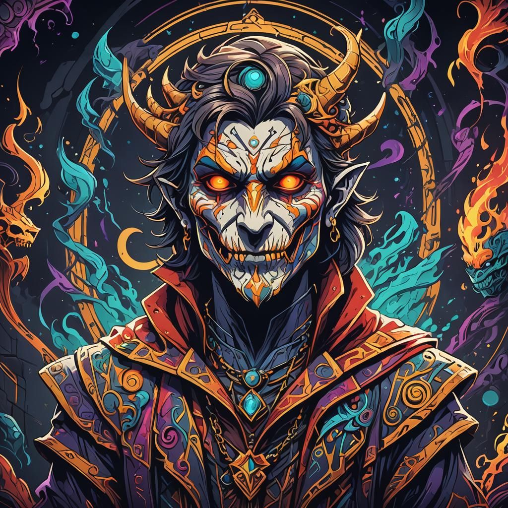 Fantasy Trickster Logo in Dark Fantasy Style