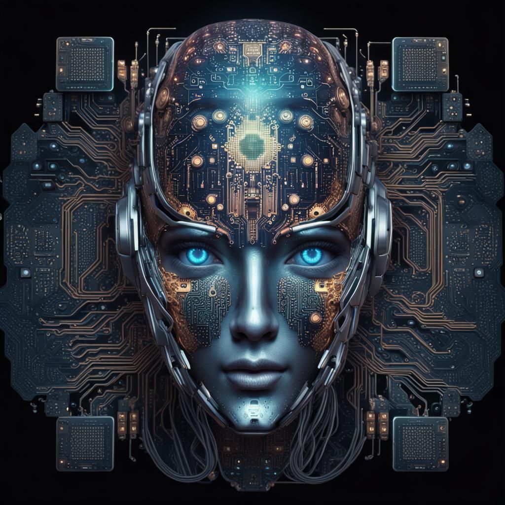 Futuristic AI Chatbot Logo in Cyberpunk Style