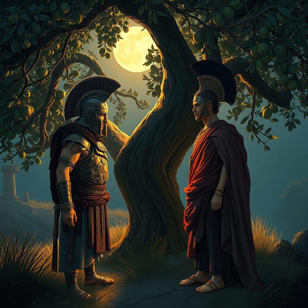Secret Meeting of Warrior and Noble, Dreamy Realism