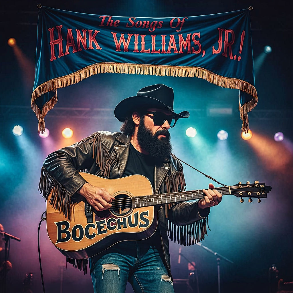 Hank Williams Jr. Playing Guitar in 1980s Style