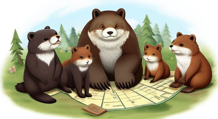 Wild Friends Gather Around an Ancient Treasure Map
