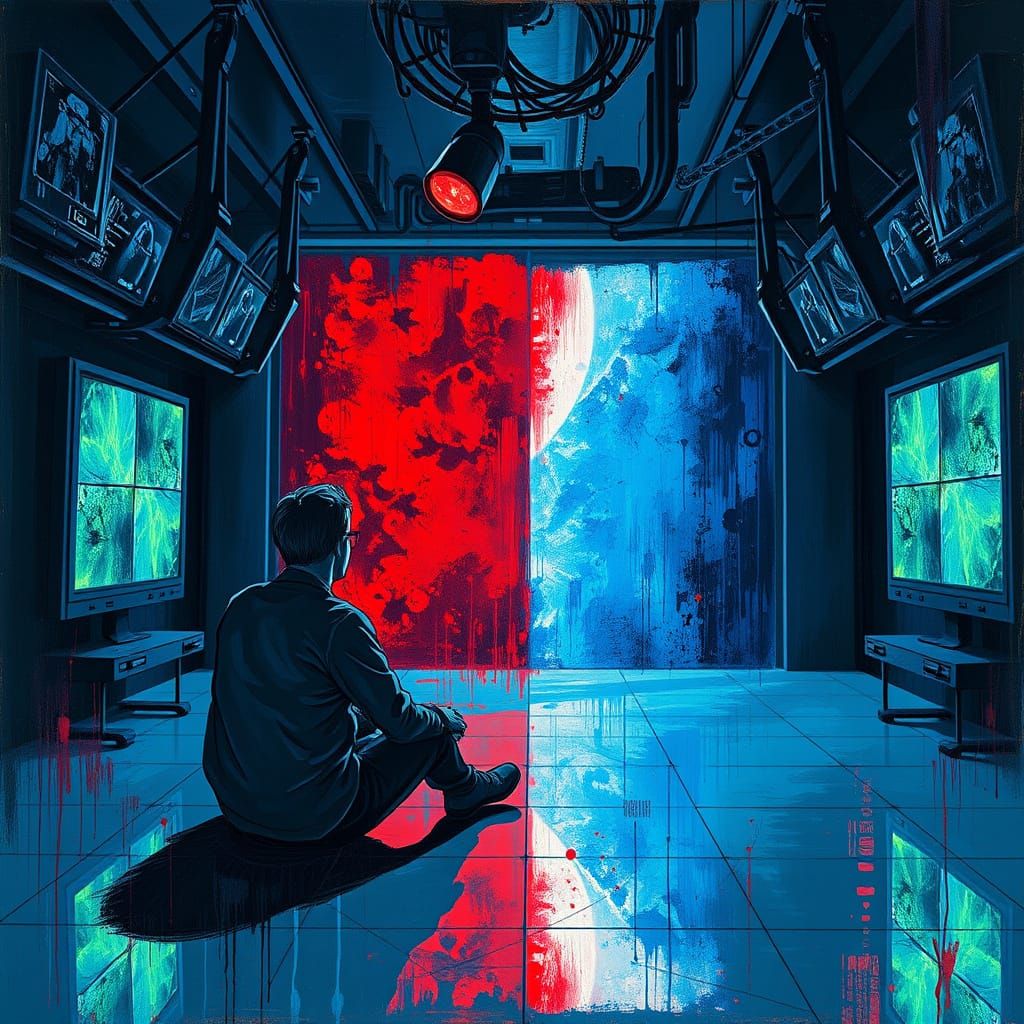 Red Pill Blue Pill Choice in Graffiti Art Style