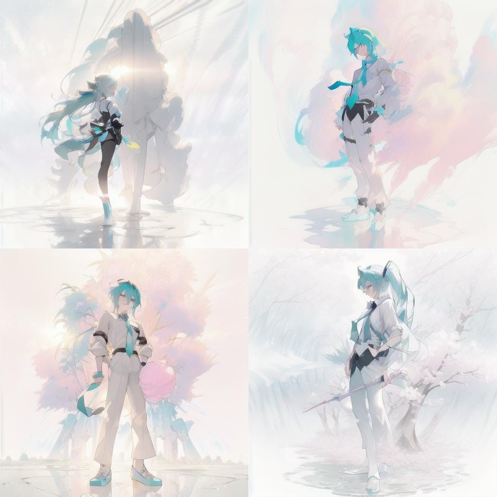 Cute Hatsune Miku in White Shirt and Blue Tie