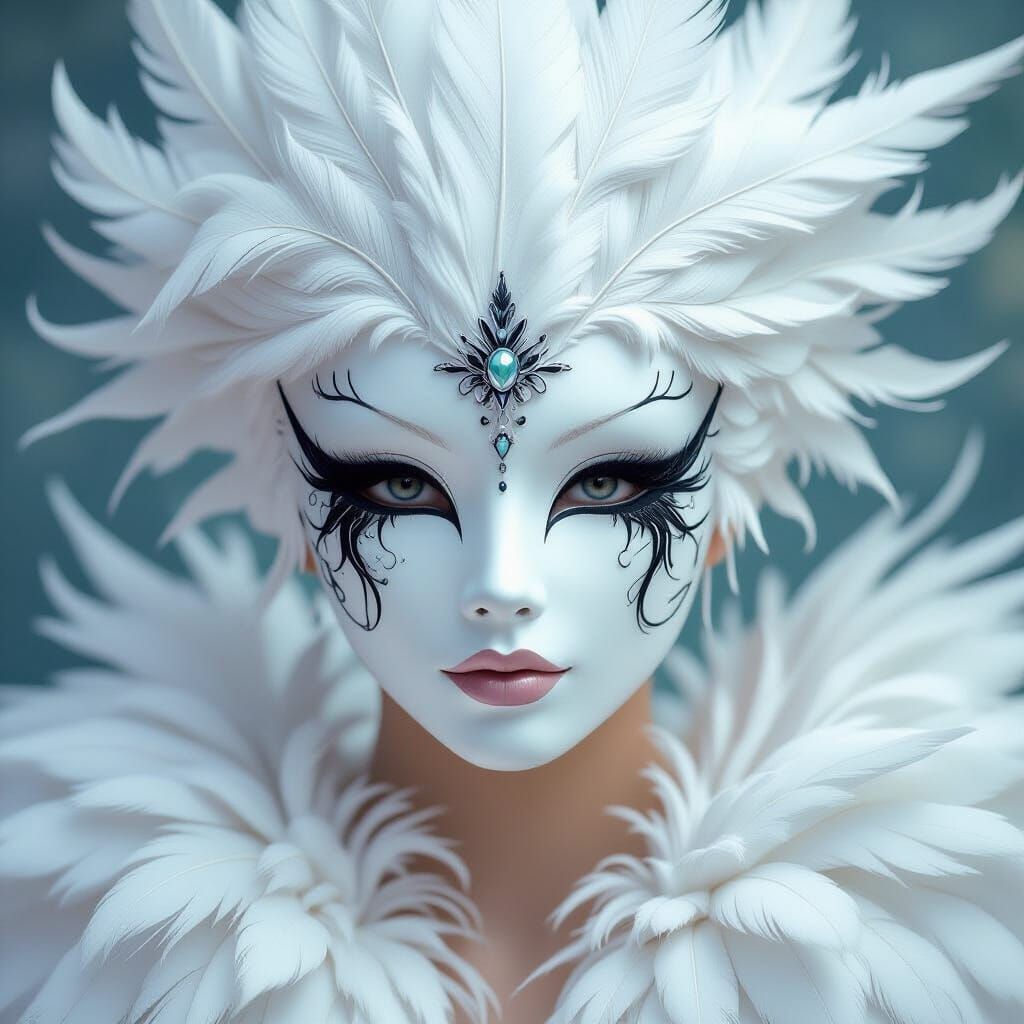 Elegant Swan Feather Mask in Pastel Hues