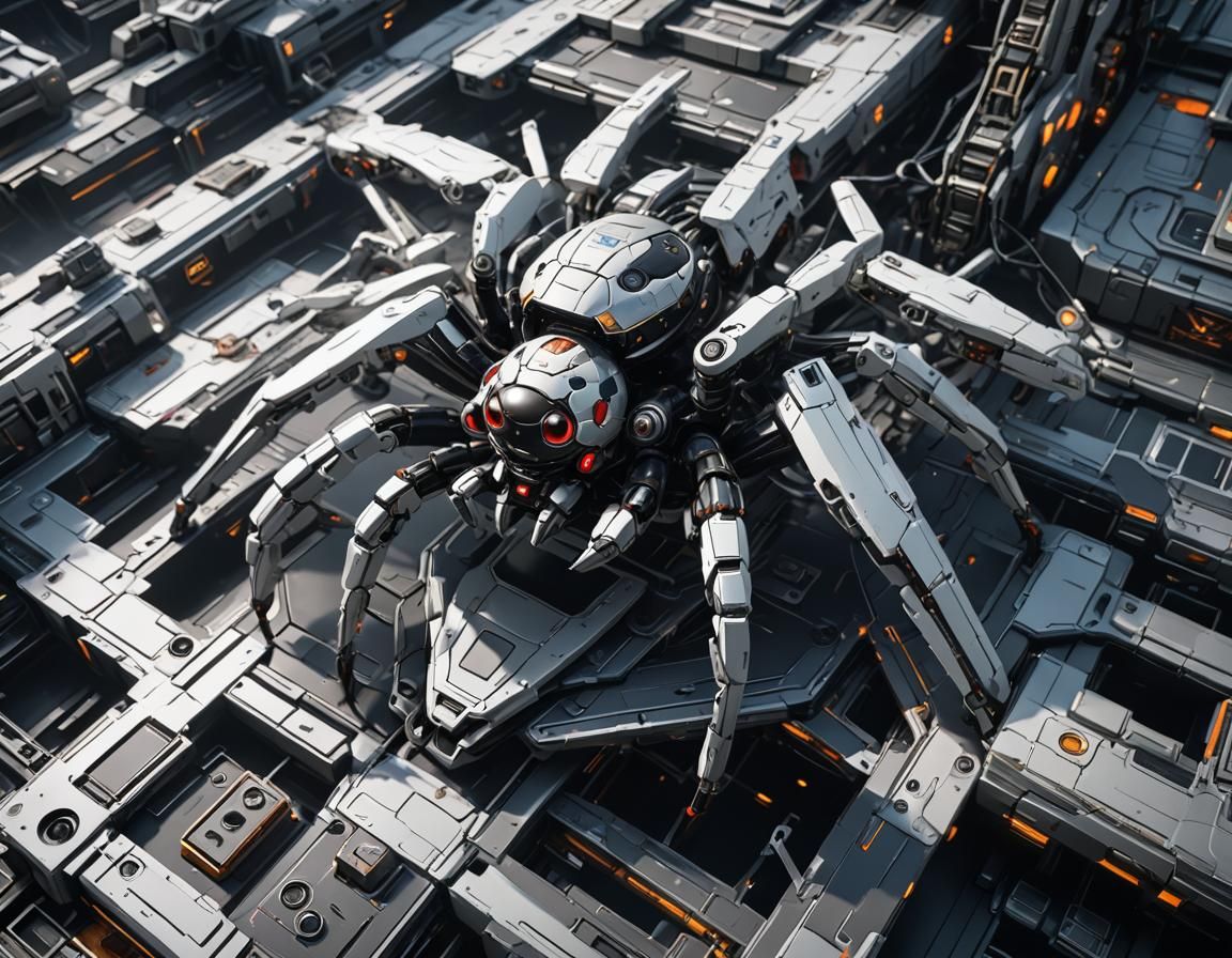 Jumping Spider Spaceship in Sci-Fi Style