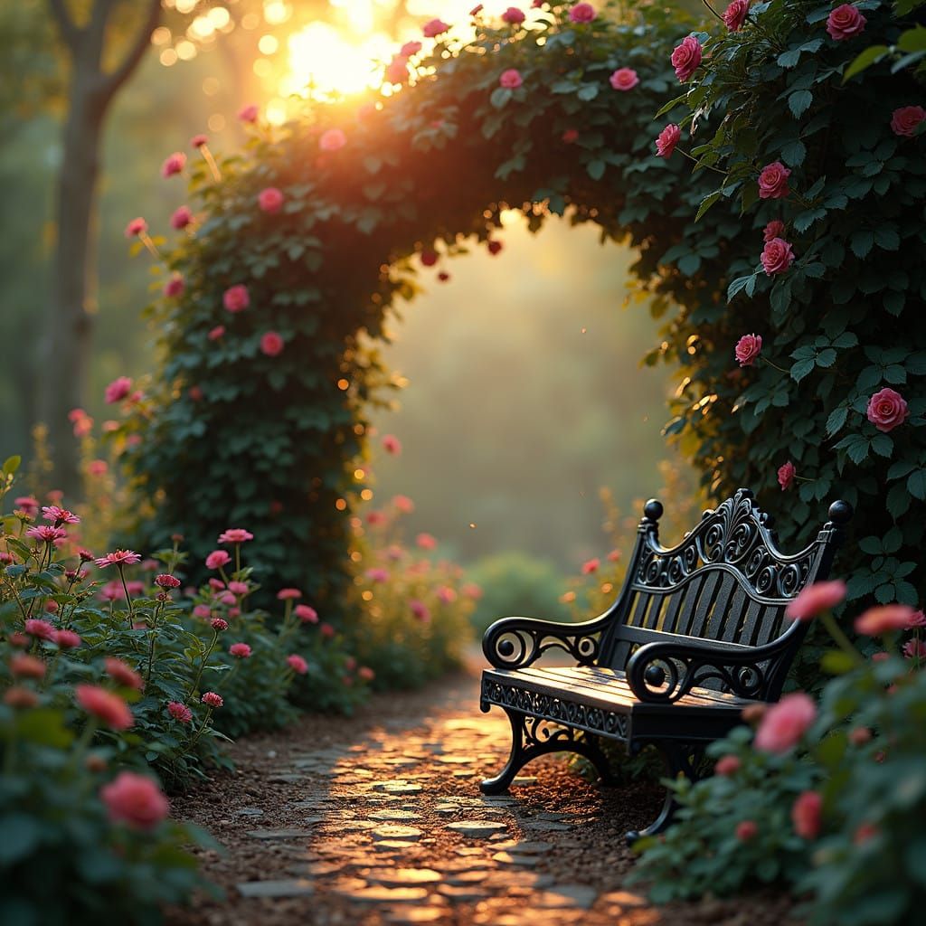 Whimsical English Garden Magic at Golden Hour