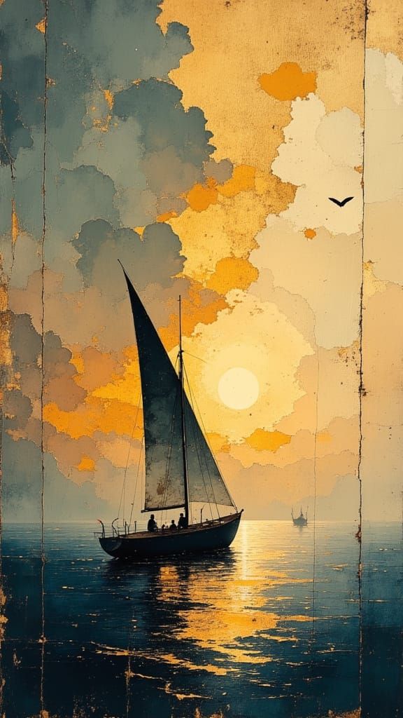 Sailboat Glides on Quiet Waters After Sunrise