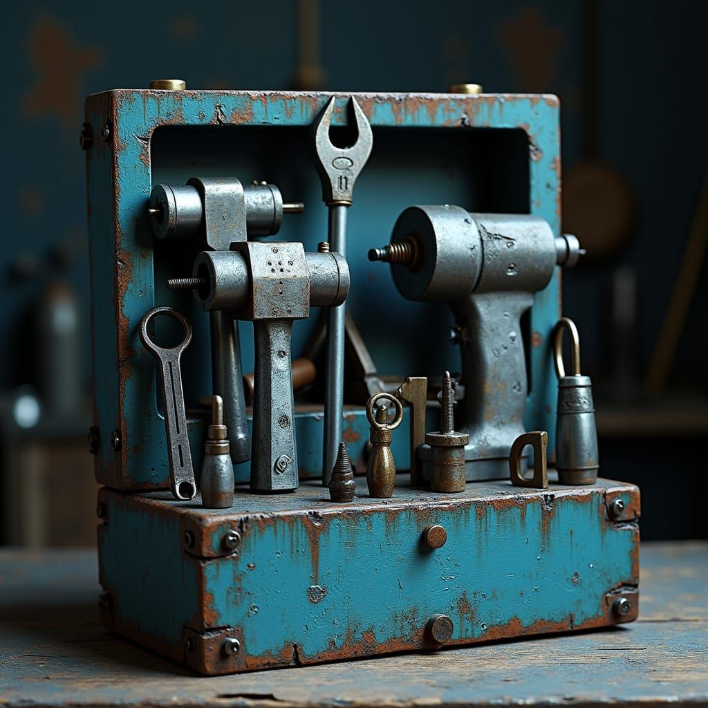 Mechanic's Tools on Shelf in Industrial Style