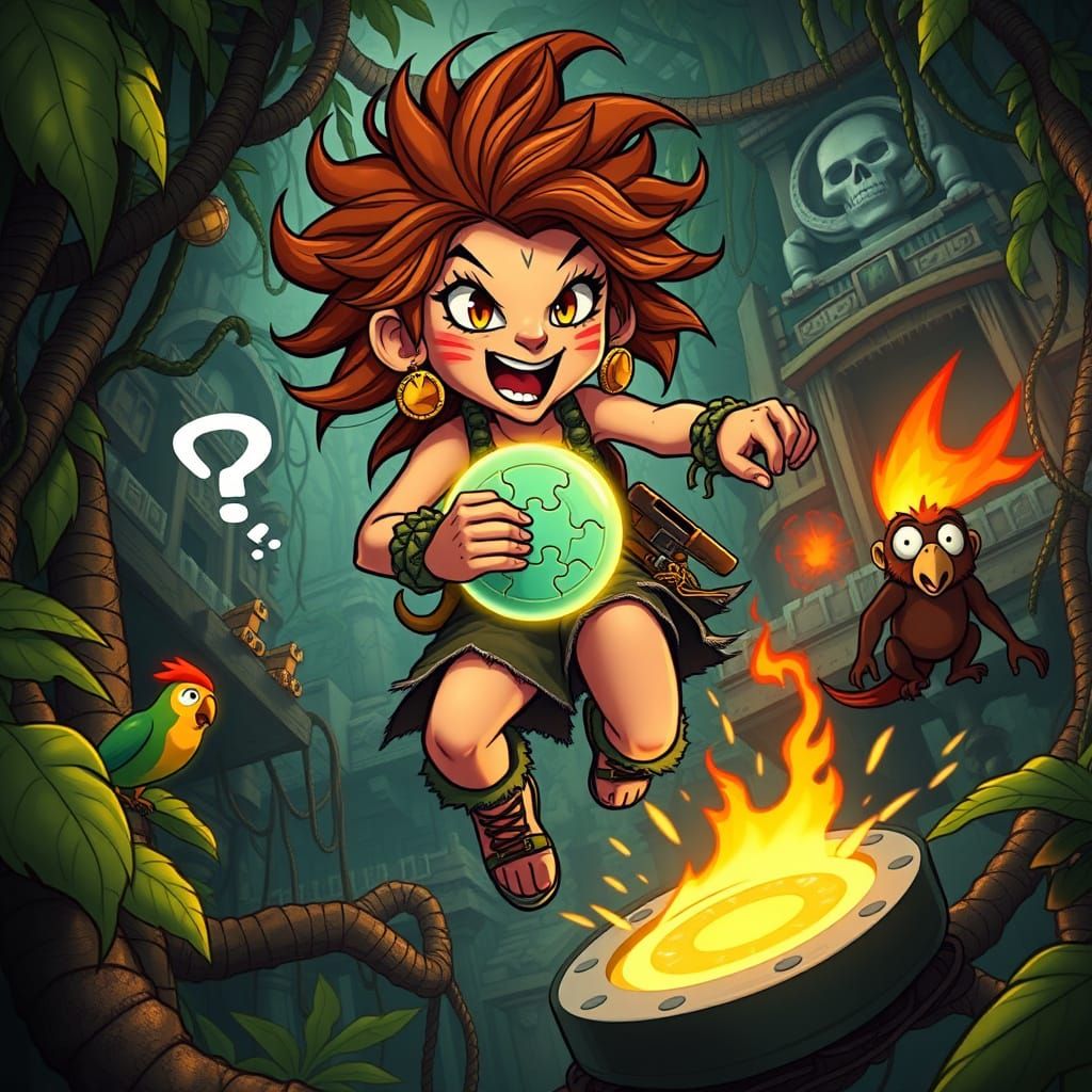 Adventurous Queen Leaps into Jungle Temple Traps