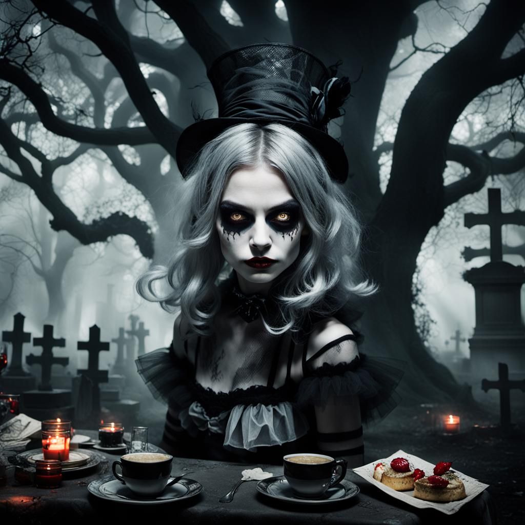 Dark Alice in Wonderland Graveyard Tea Party
