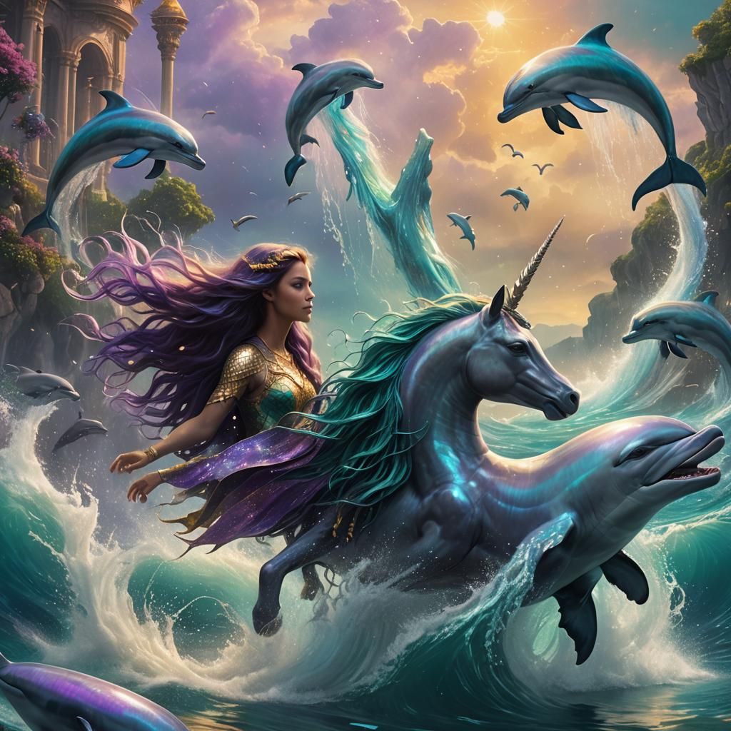 Mystical Mermaid Unicorn in a Fantasy Realism Style