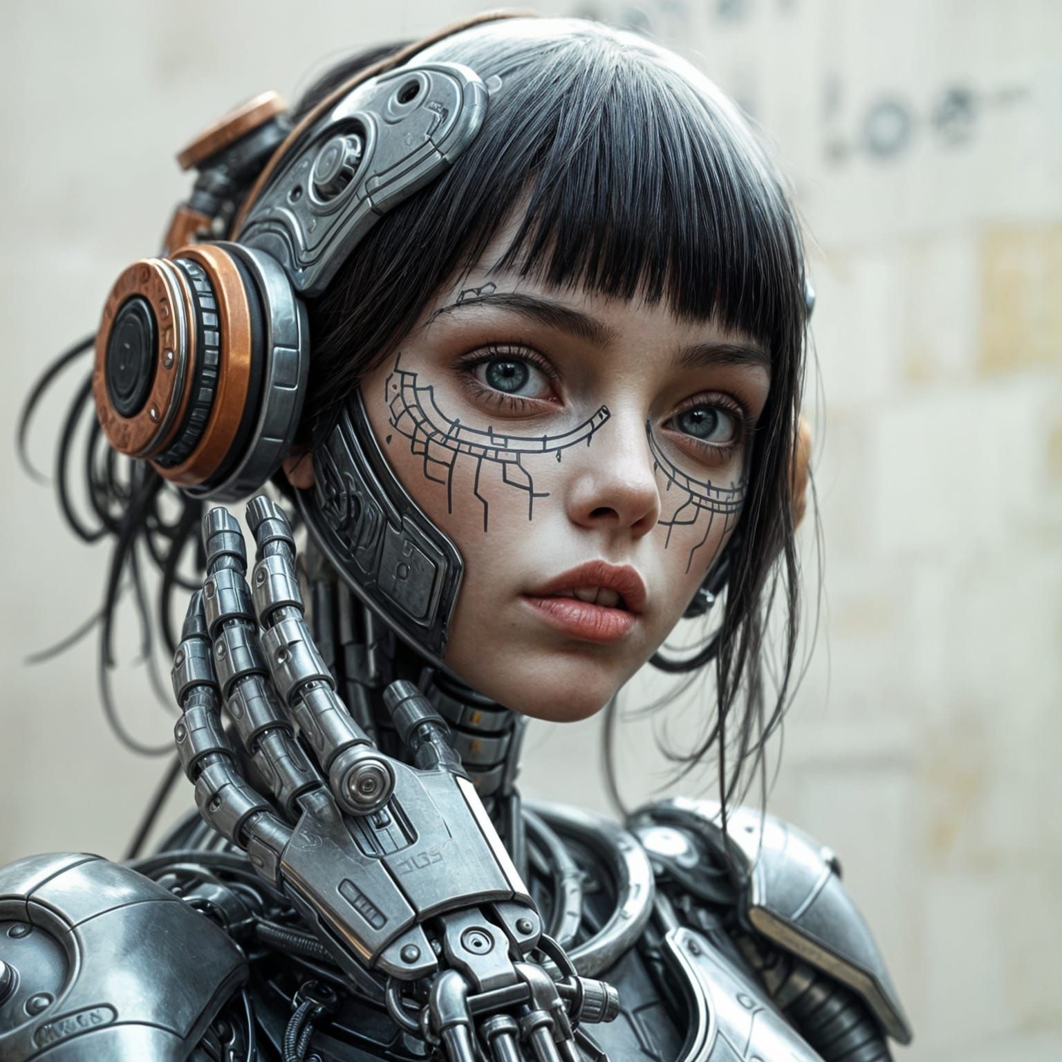 Hyperrealistic Cute Cyborg Portrait