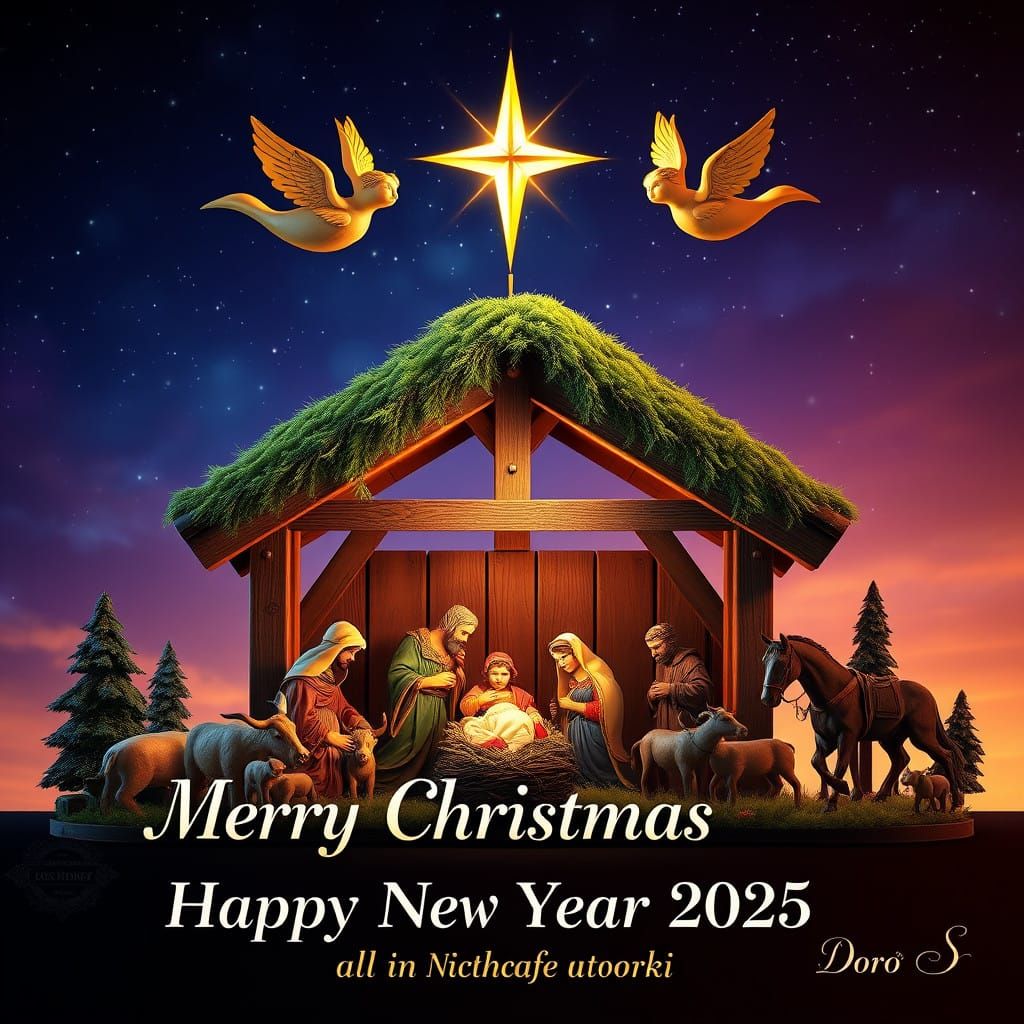 Timeless Black Forest Nativity Scene in Ornate Wooden Detail