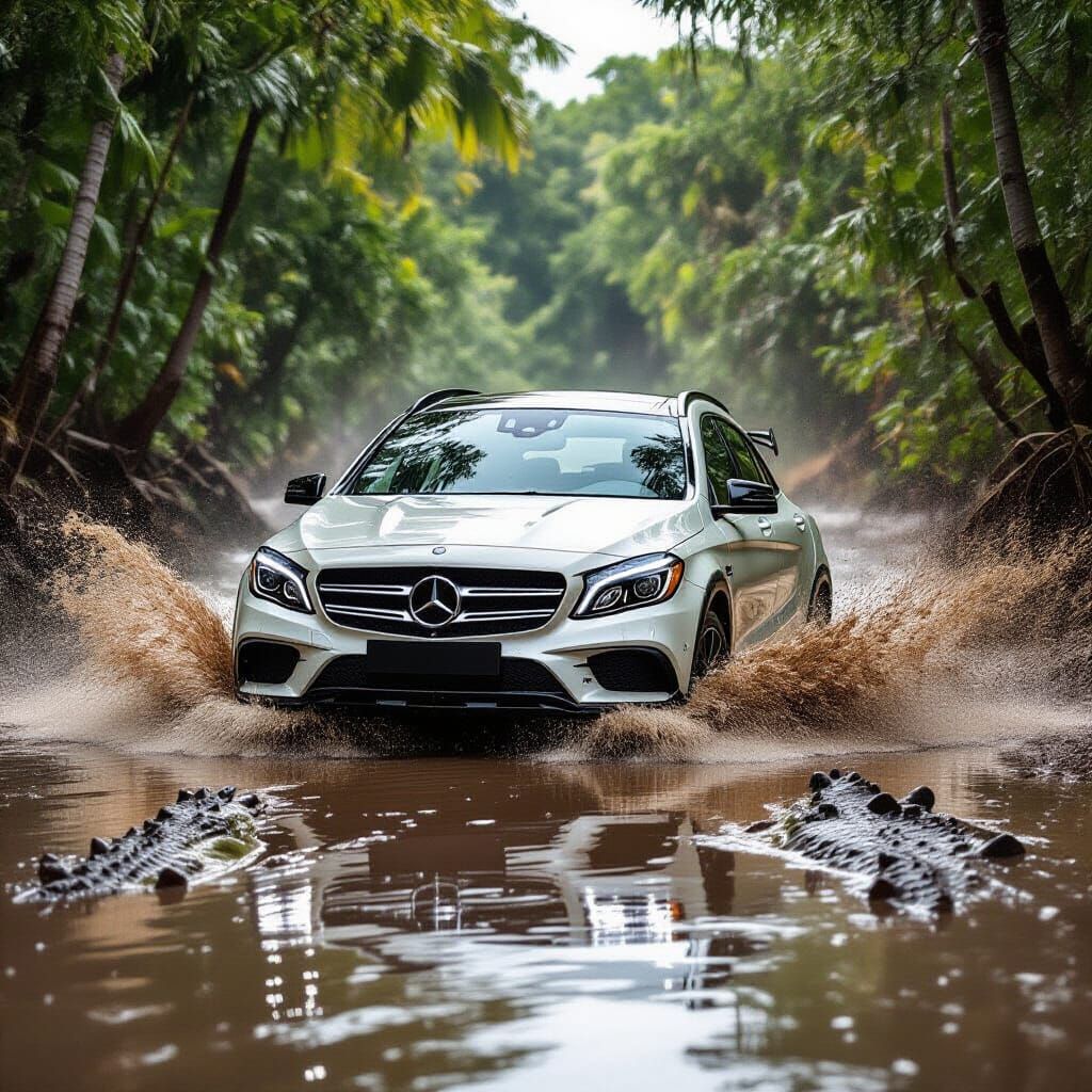 Mercedes GLA Races Through Tropical Swamp