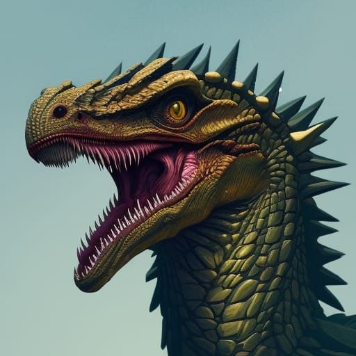 Detailed Velociraptor Dragon Portrait in Digital Art Style