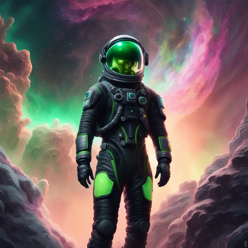 Astronaut at Nebula Edge in Sci-Fi Concept Art