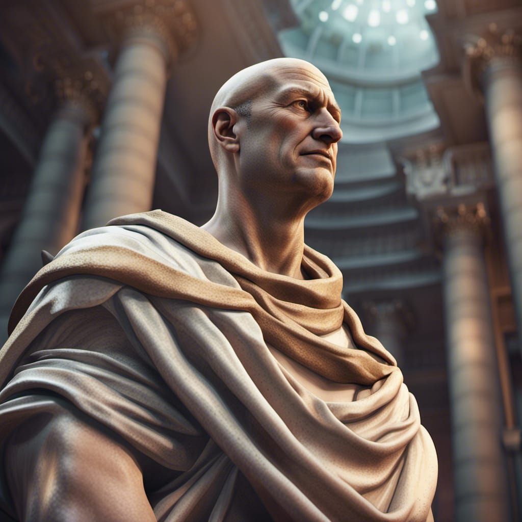 Marble Roman Man Statue Digital Art