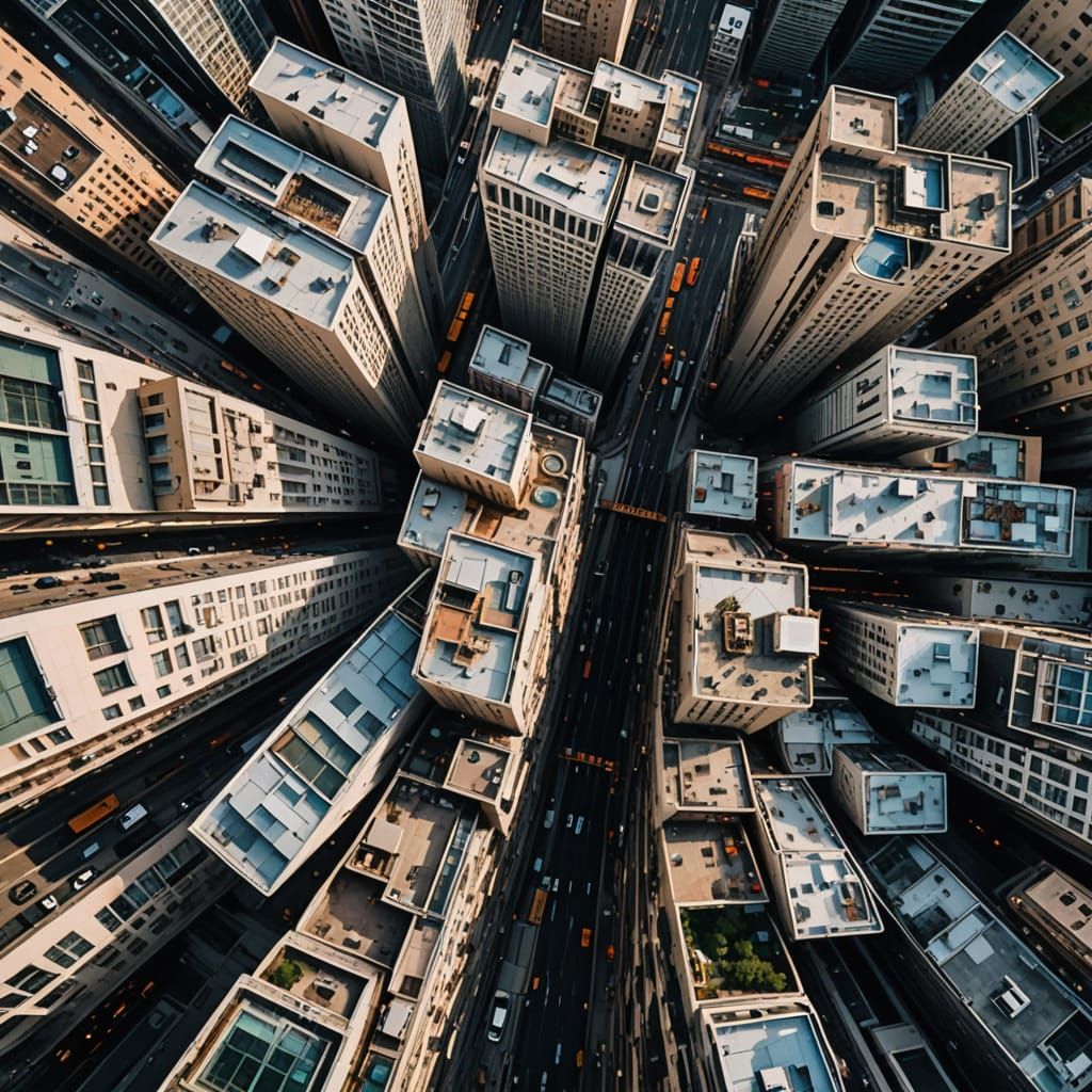 Vertigo: Skyscraper Aerial View with Tilted Horizon