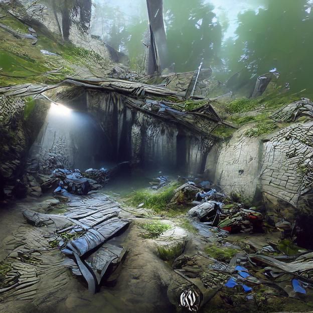 Surreal Gateway Between Desolate World and Dark Forest