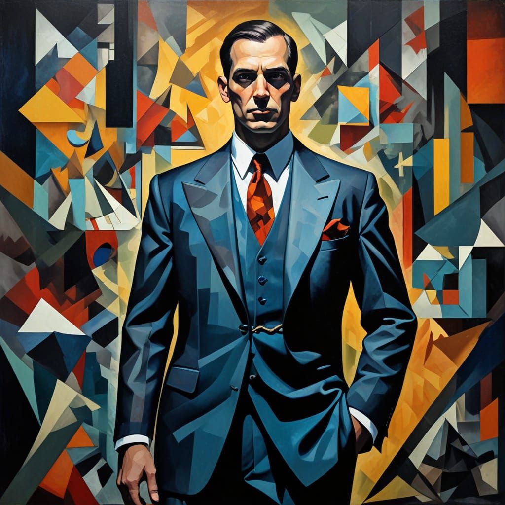 Mouse in 1920s Speakeasy in Cubist Style