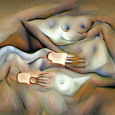 Two Nude Women Holding Hands