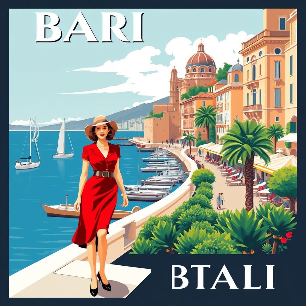 Bari, Italy: Vintage Travel Poster Art