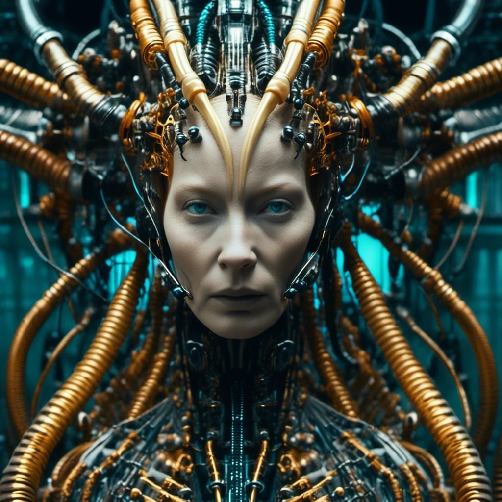 Tilda Swinton in Gritty Giger-Inspired Laboratory