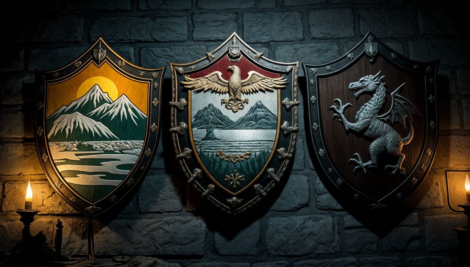 Medieval Shields in Dark Castle