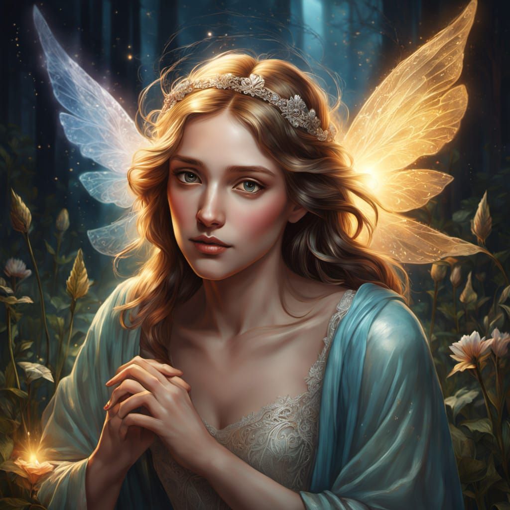 Jesus Speaks with a Whimsical Girl in a Heavenly Landscape