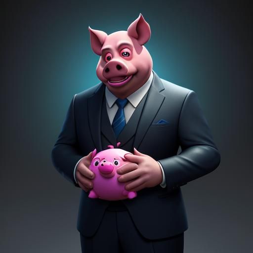 Evil Pig in Suit: Pixar-Style 3D Art
