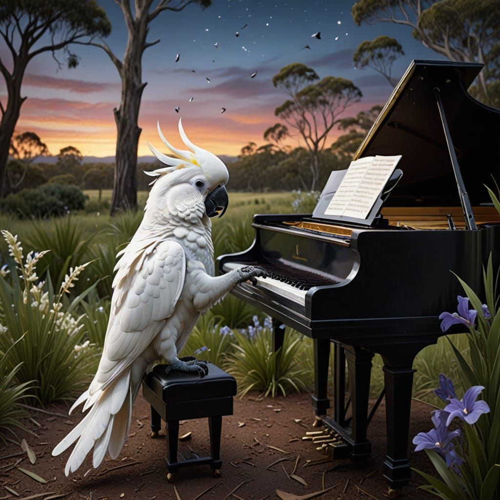 Enchanted Cockatoo Plays Miniature Piano in Australian Parad...