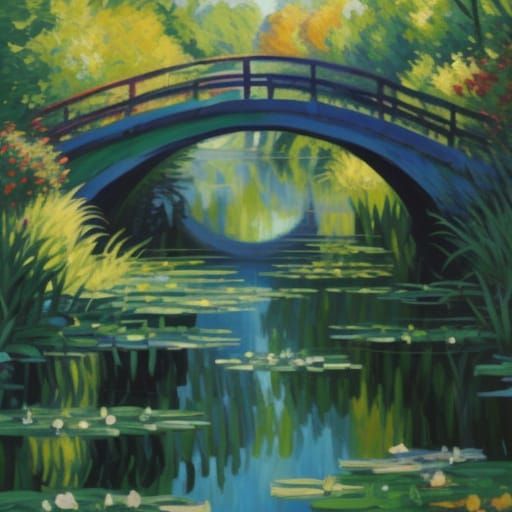 Whimsical Neo-Expressionist Bridge Scene