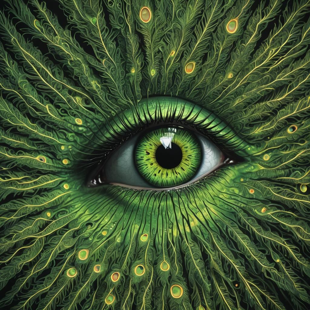 Vibrant Green Eye: Hyperrealistic Close-Up Illusion