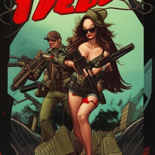 Comic Art of Girls with Guns in Action