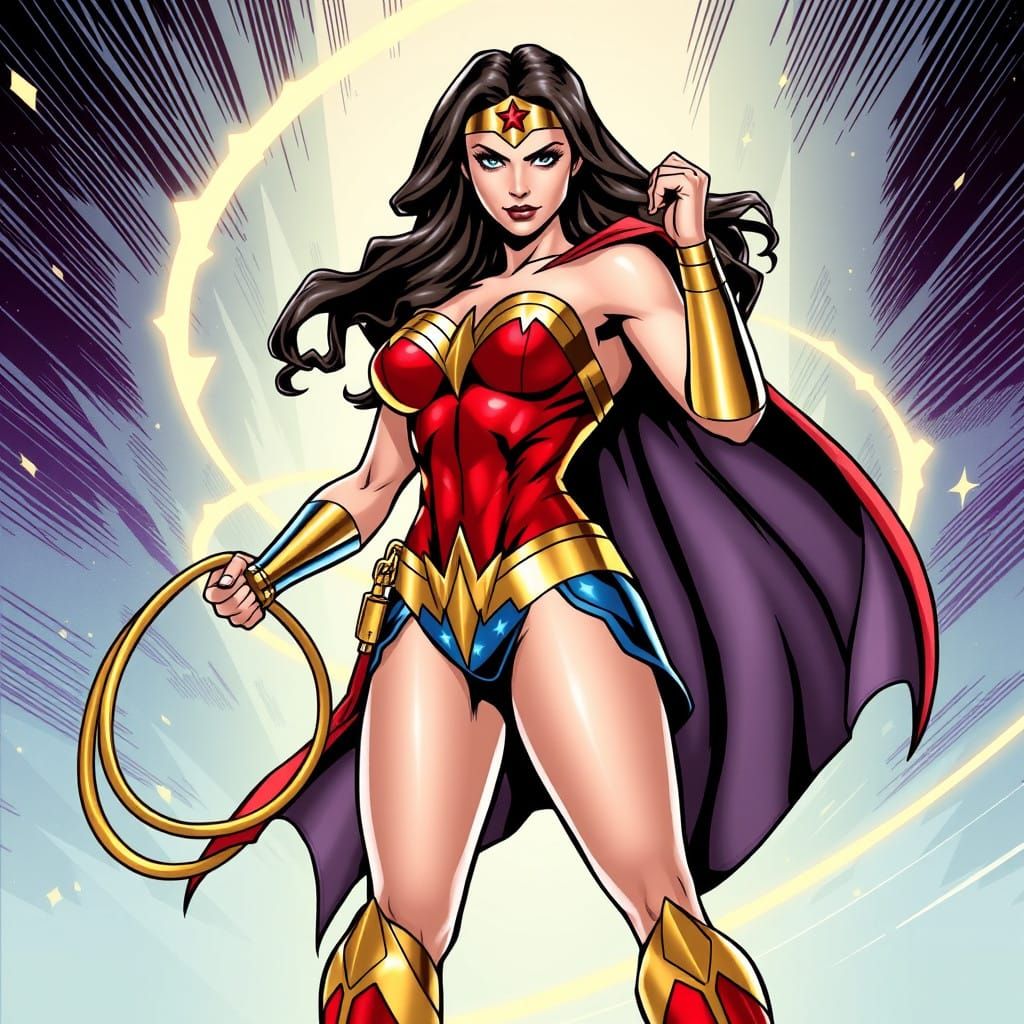 Wonder Woman in Classic Comic Book Art Style