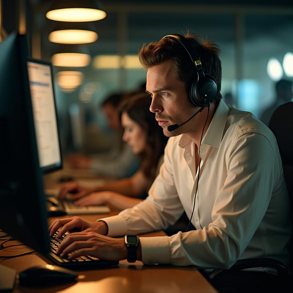 Determined IT Technician in Cinematic Thriller Style