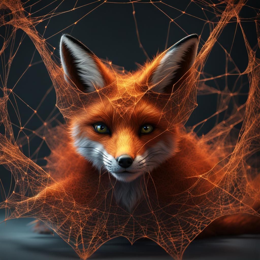 Spiderweb Fox: Detailed Matte Painting in 8k