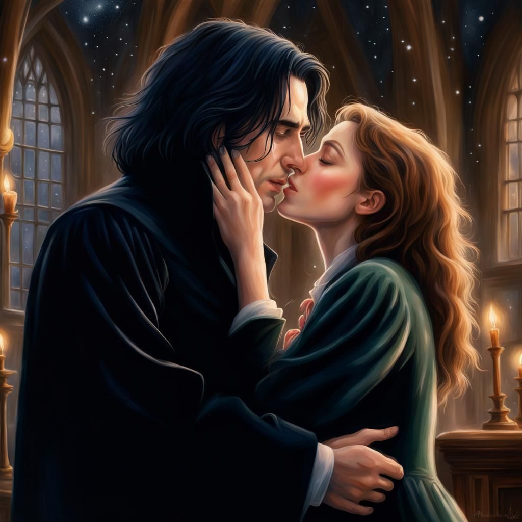 Young Man and Woman Kissing in Ethereal Fantasy Style