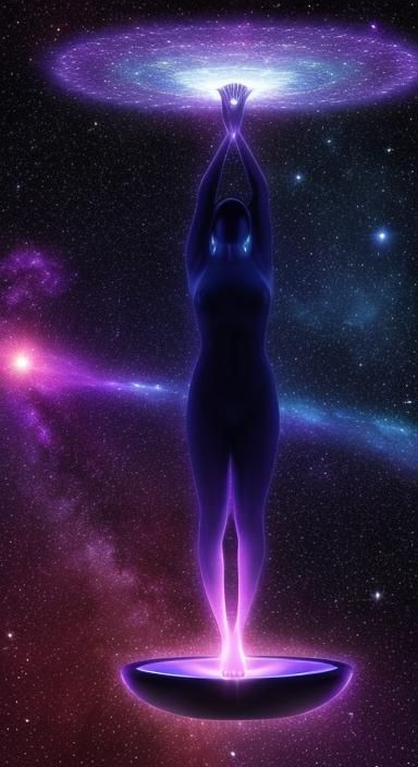 Astral Silhouette in Abstract Space