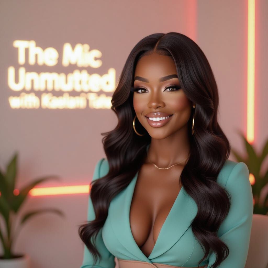 Realistic Portrait of Kaelani Tate in Podcast Studio