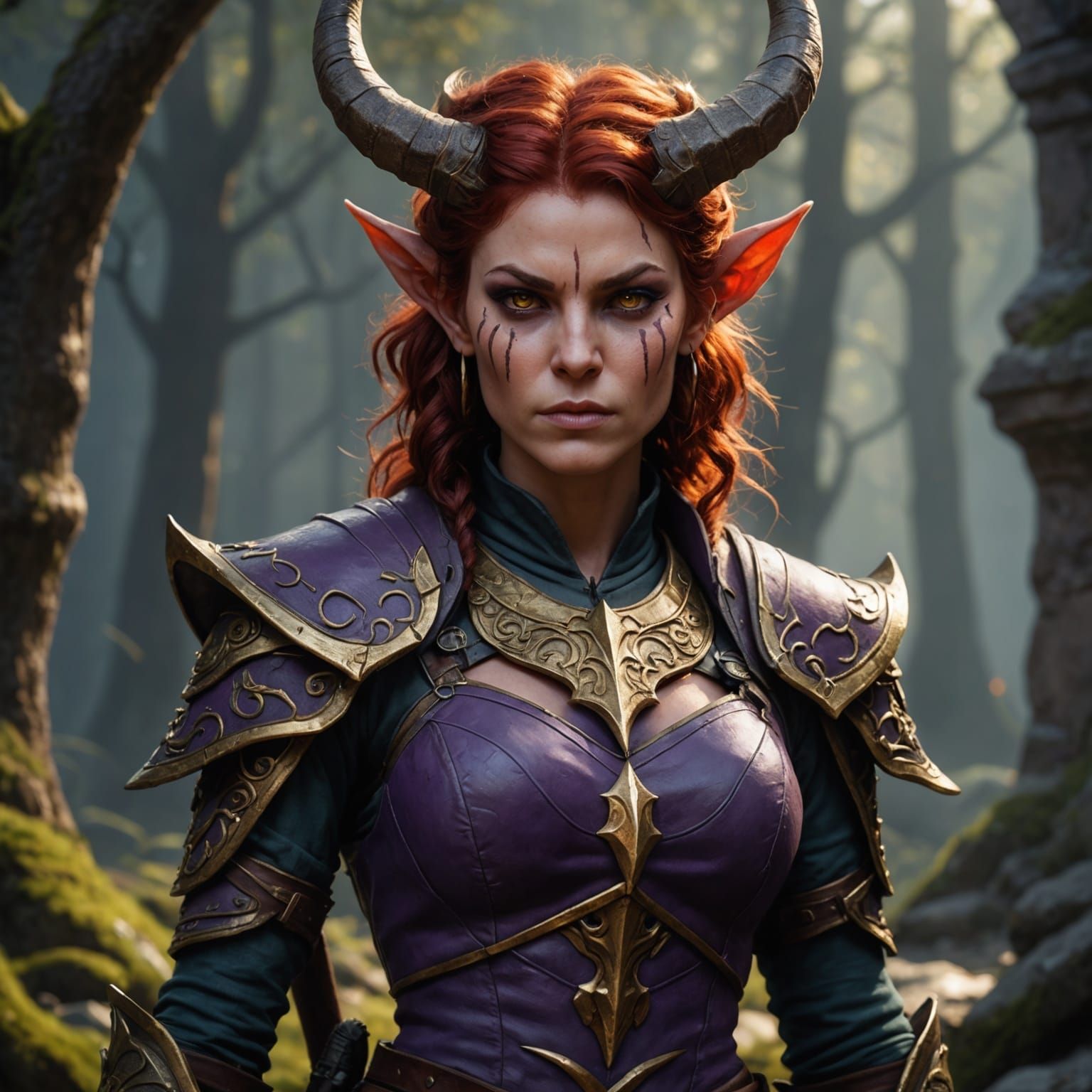 Tiefling Ranger: Dark Fantasy Concept Art