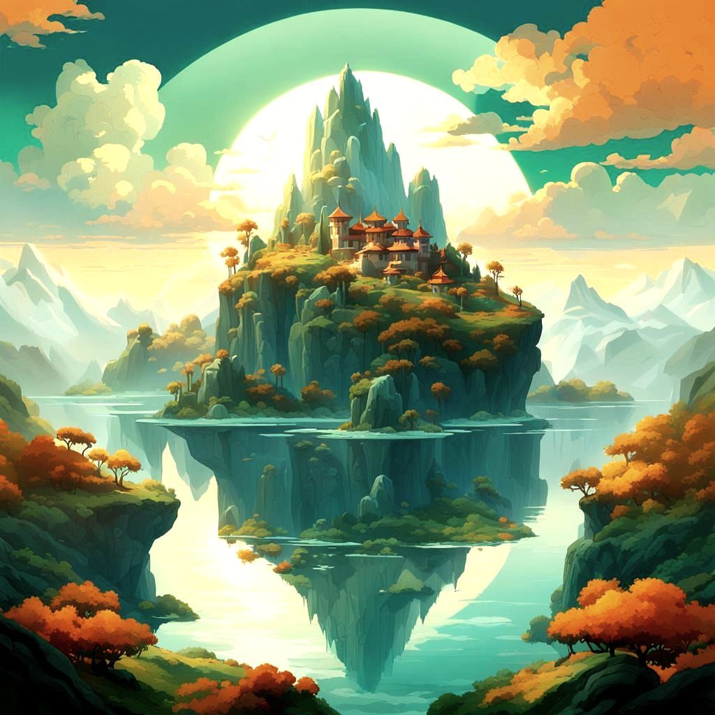 Floating Sky Islands: Dynamic Lighting Concept Art