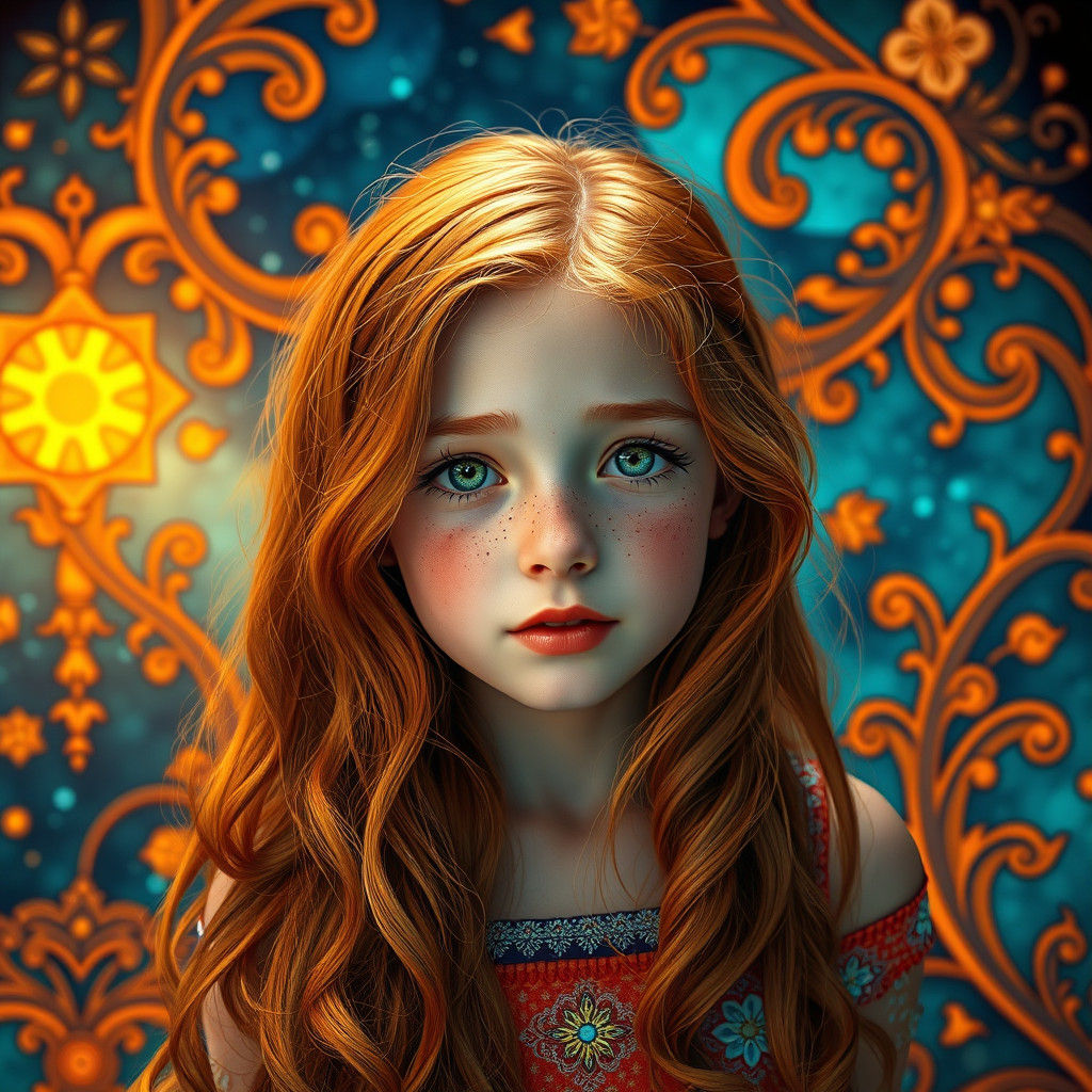Ginger Haired Girl in Art Nouveau Style
