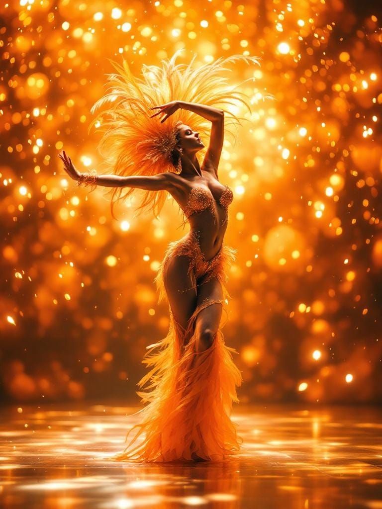 Cabaret Dancer in Orange Explosion