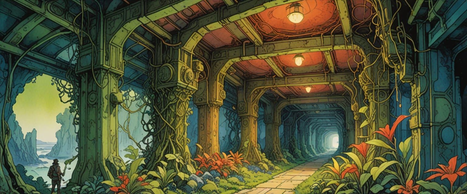 Exotic Factory Interior in Comic Book Style