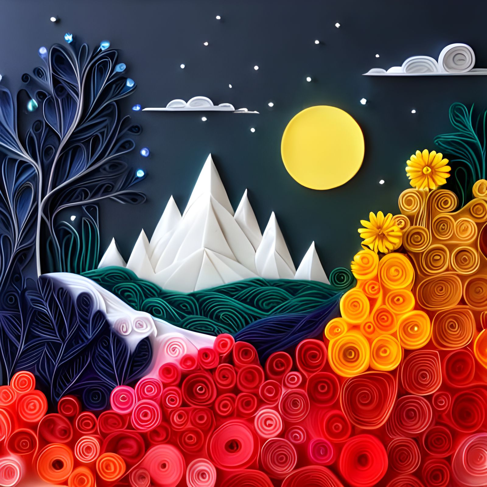 Enchanted Forest in Paper Quilling Style