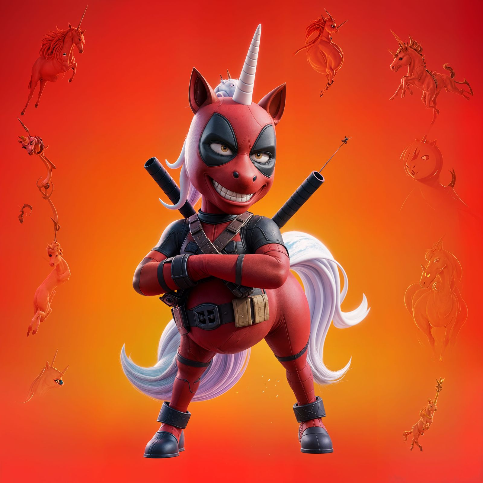 Deadpool Unicorn Fusion: Pixar-Style 3D Art