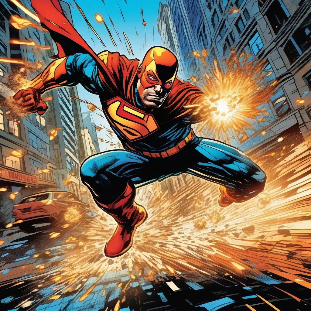 Superhero Energy Explosion in Comic Book Style