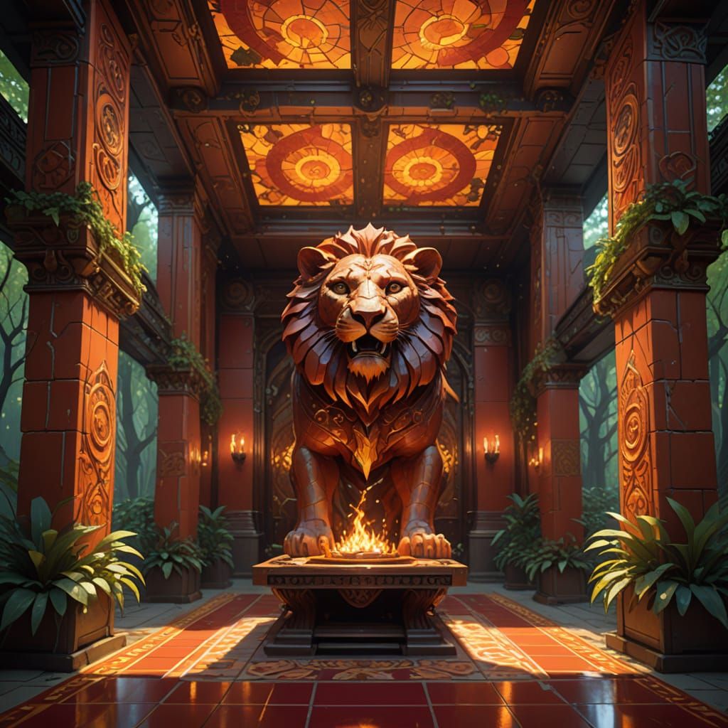 Terracotta Feast Hall with Ruby Flame in Hyperdetailed Style