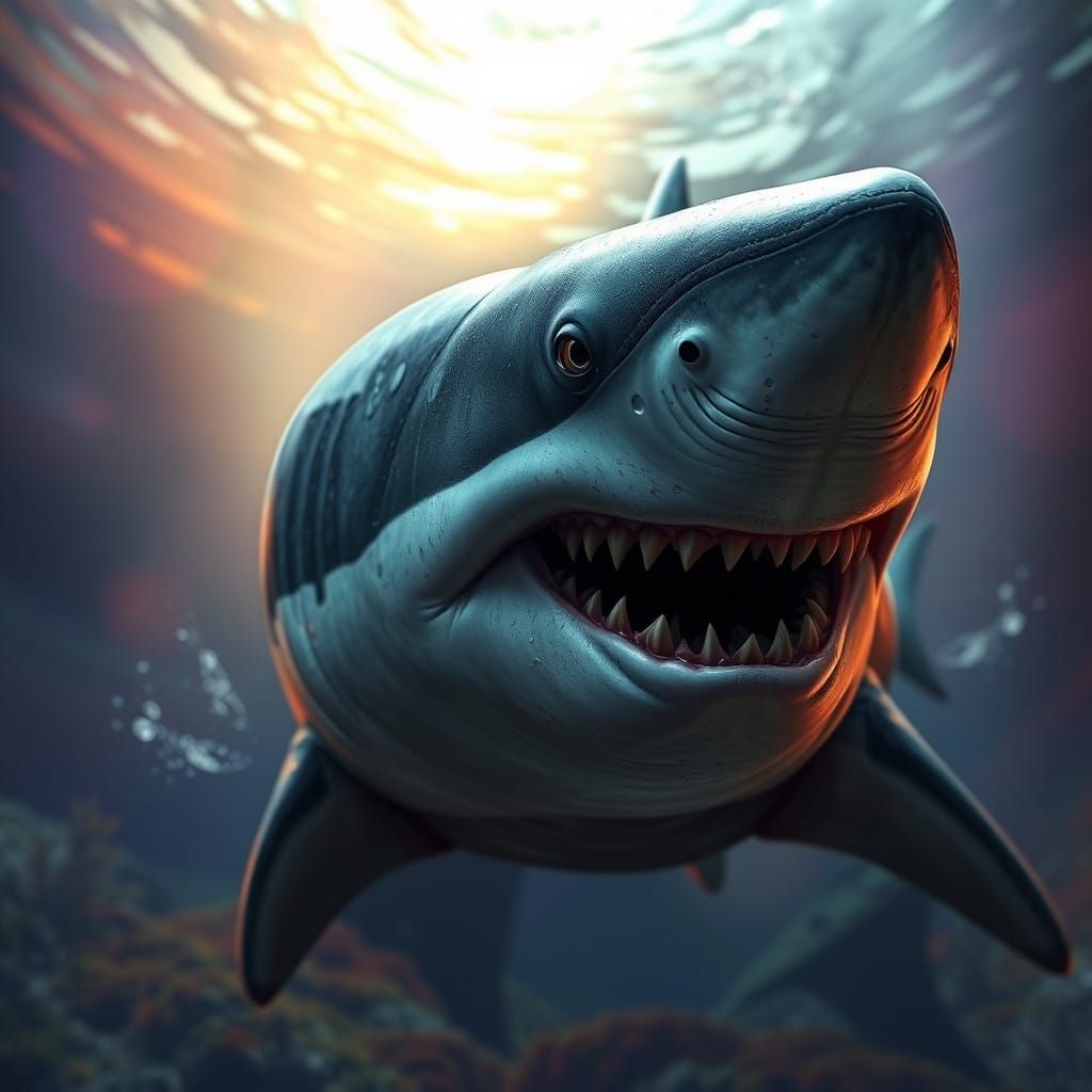 Hyperrealistic Shark in Tropical Ocean Splendor
